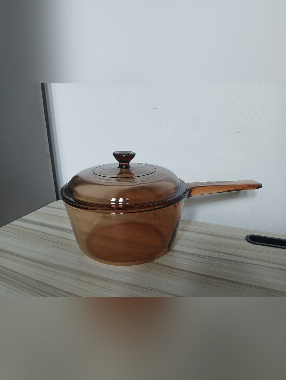 Vtg Corning Vision Amber Glass 1.5 L Saucepan Pot WITH LID Pyrex USA